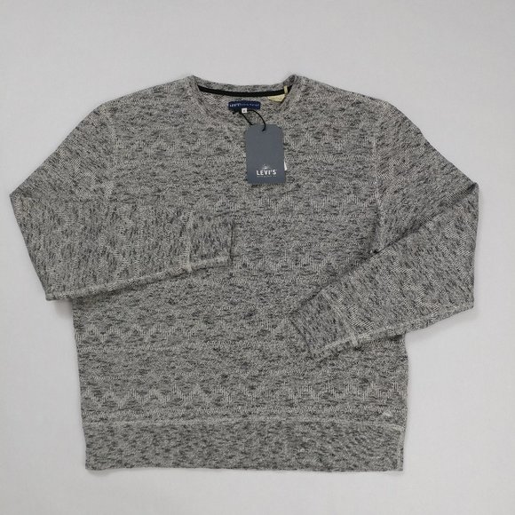 $128 Levis Made & Crafted Men's Grey Geo Crewneck Sweatshirt Size M Knit - Picture 2 of 9